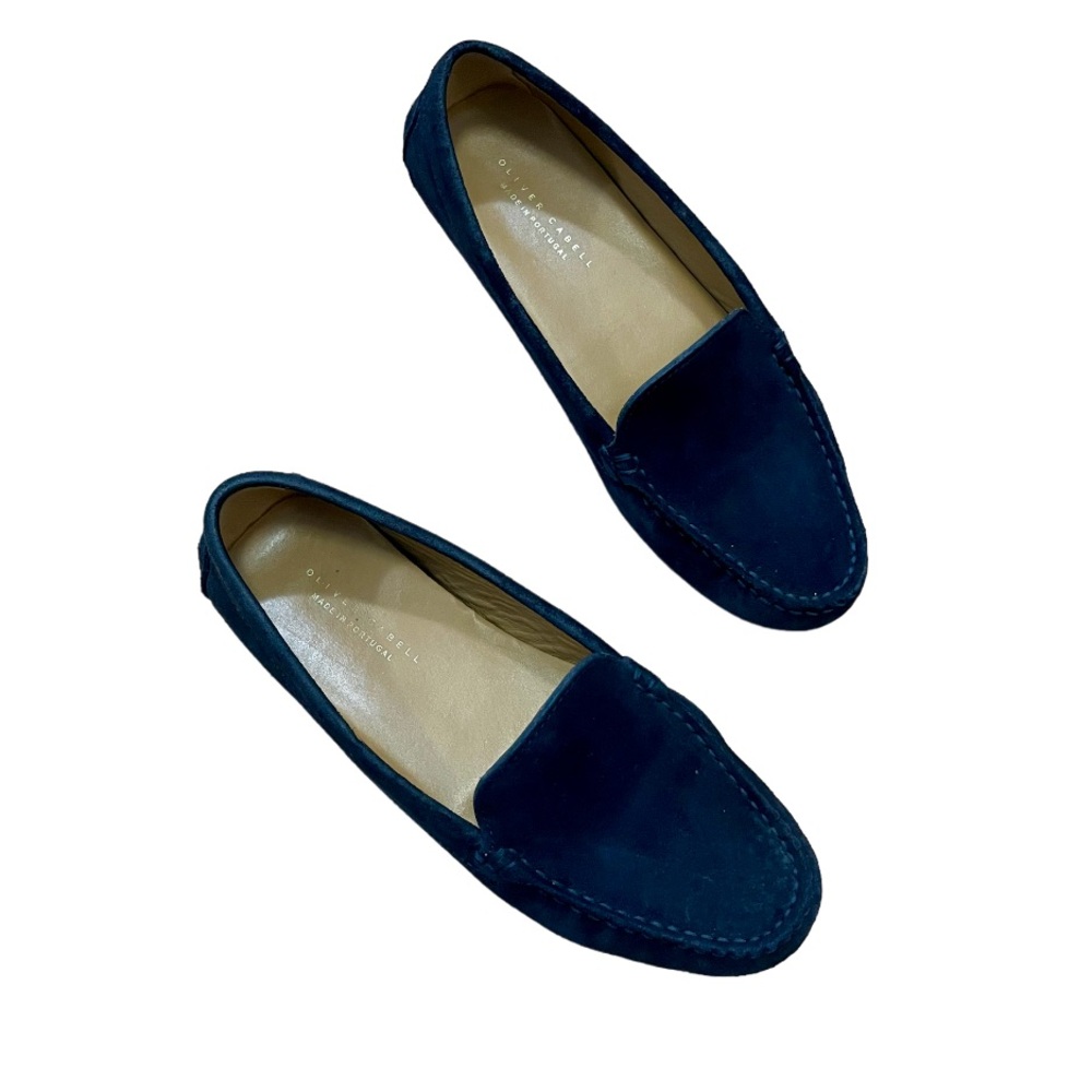 Oliver Cabell Navy Blue Suede Driving Loafers